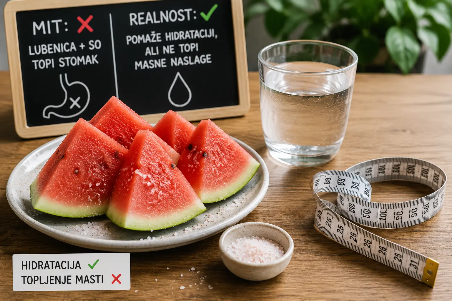 Lubenica sa malo soli, čaša vode i metar za struk – mitovi o topljenju stomaka i hidrataciji