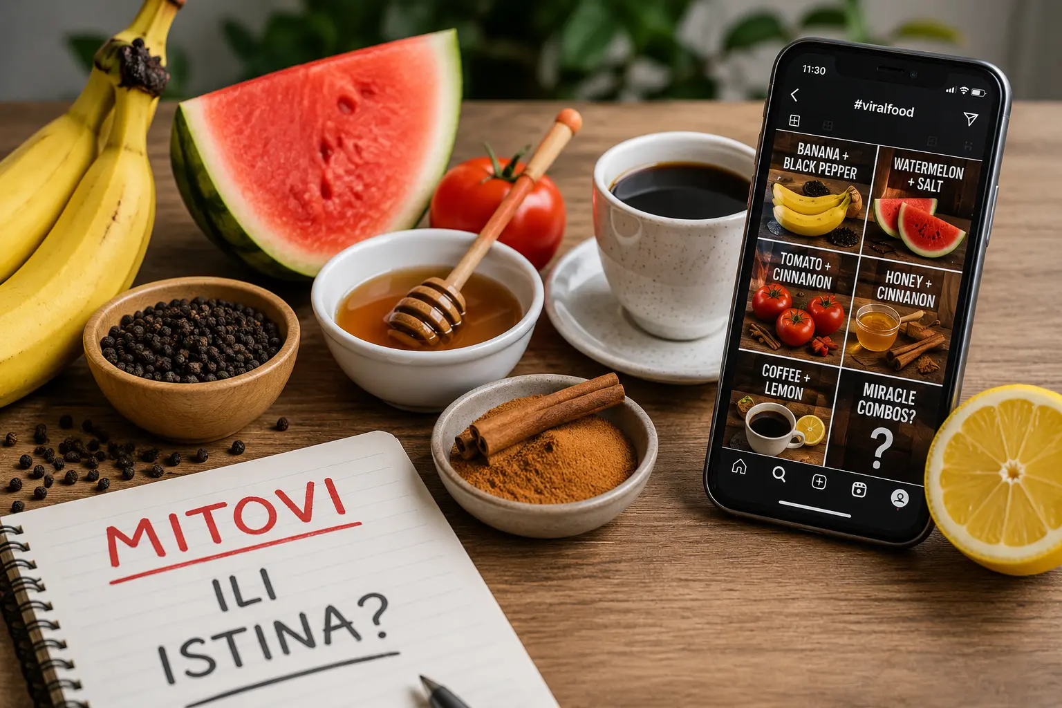Viralne kombinacije namirnica poput banane i bibera, limuna i kafe, meda i cimeta – mitovi i istina o metabolizmu i zdravlju