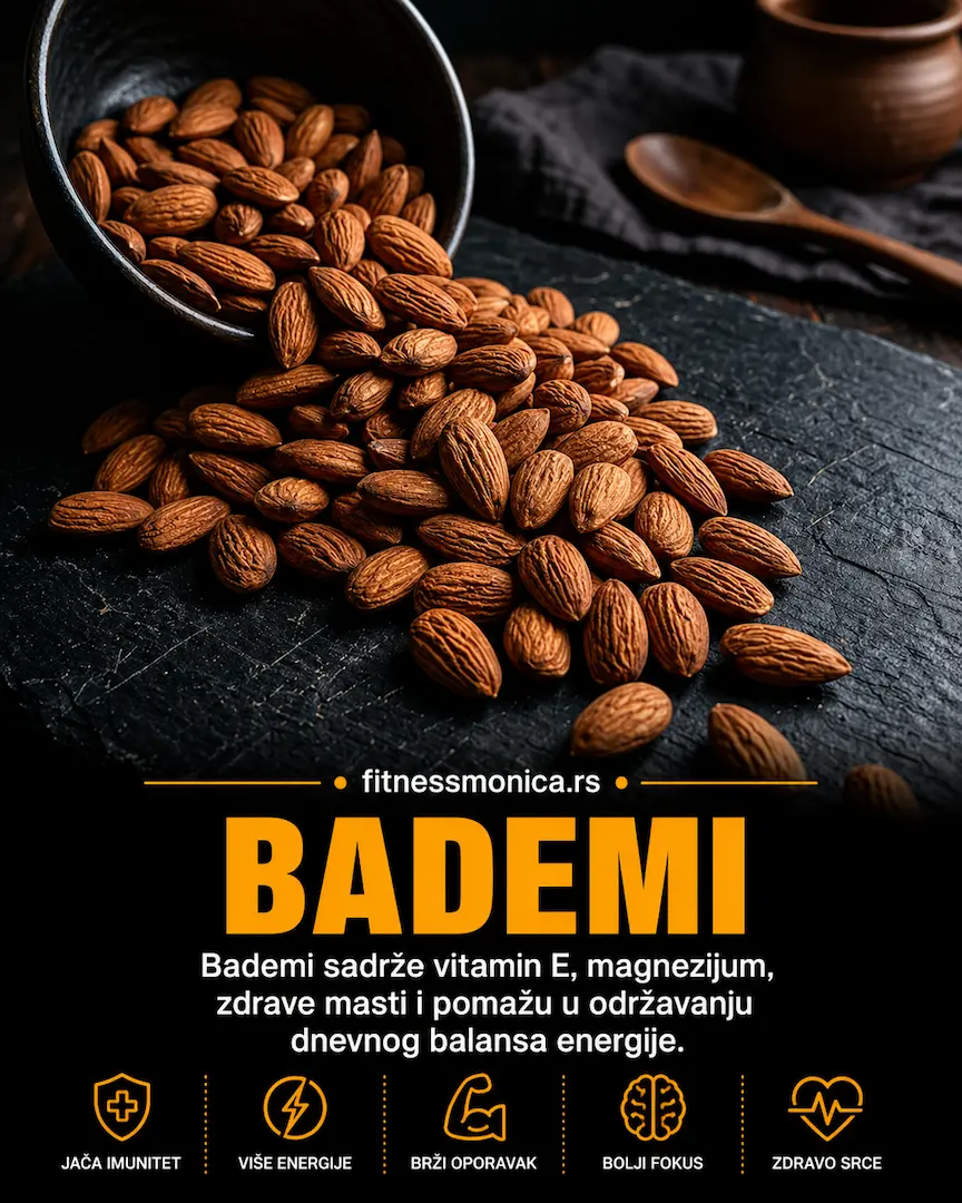 bademi vitamini E magnezijum zdrave masti energija