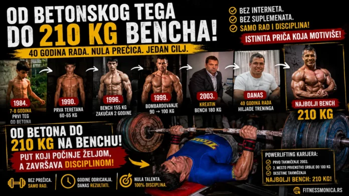 Od betonskog tega do 180 kg bencha – trening bez interneta i suplemenata
