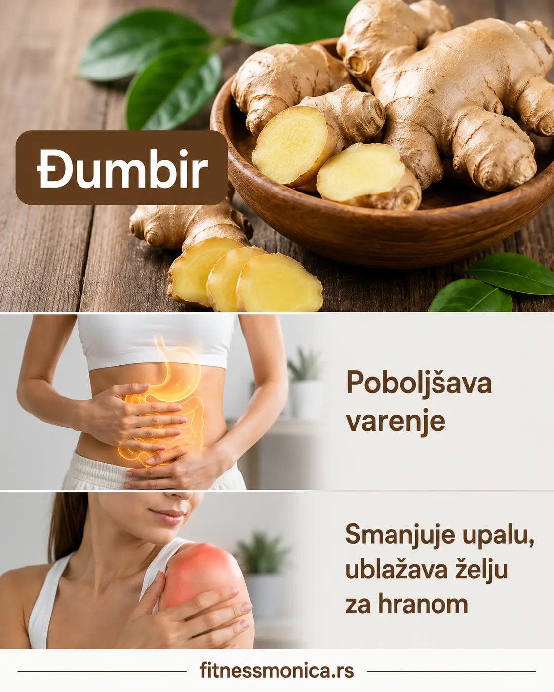 Svež đumbir kao začin koji može doprineti boljem varenju i kvalitetnijoj ishrani.