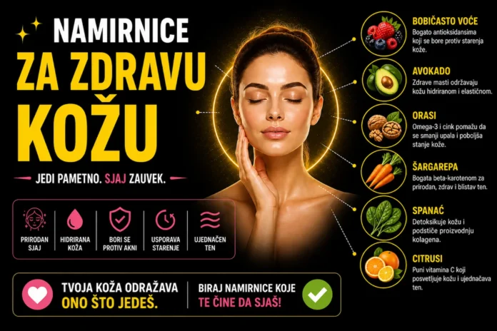 hrana za zdravu kozu bobicasto voce avokado orasi sargarepa spanac citrusi
