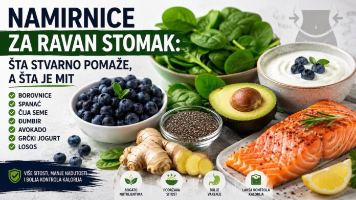 Namirnice za ravan stomak: borovnice, spanać, čija seme, đumbir, avokado, grčki jogurt i losos