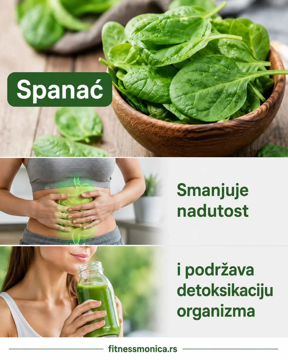 Spanać kao niskokalorična namirnica bogata vitaminima, mineralima i vlaknima.